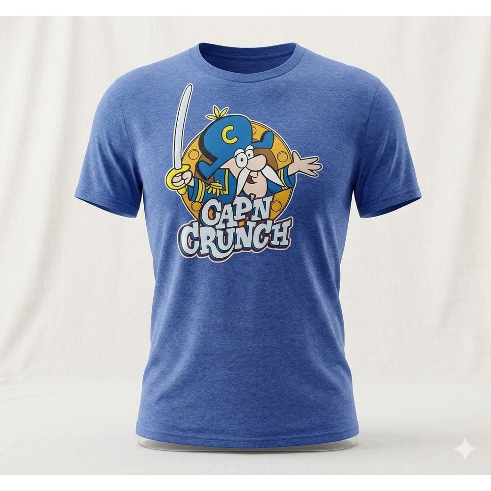 Cap'n Crunch Men's Blue Short Sleeve T-Shirt. Size L